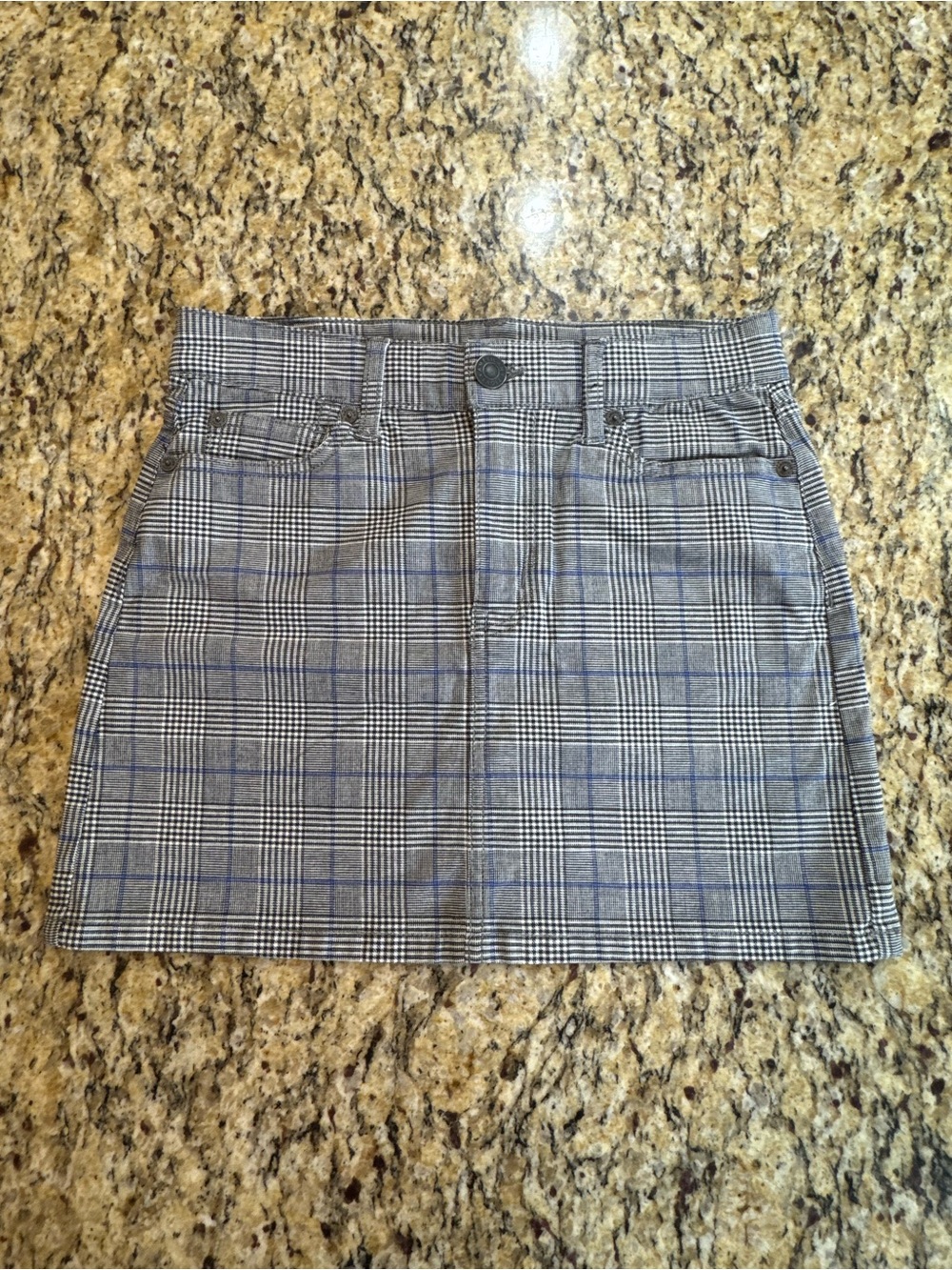 American Eagle Sz 0 Outfitters Gray and Blue Plaid Mini Skirt (B9)